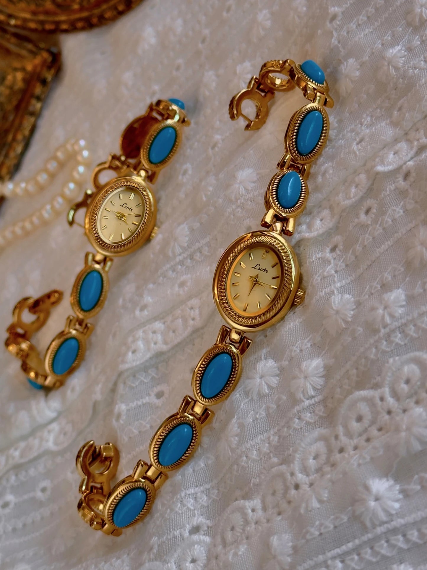 French Fashionable Turquoise Gemstone Watch